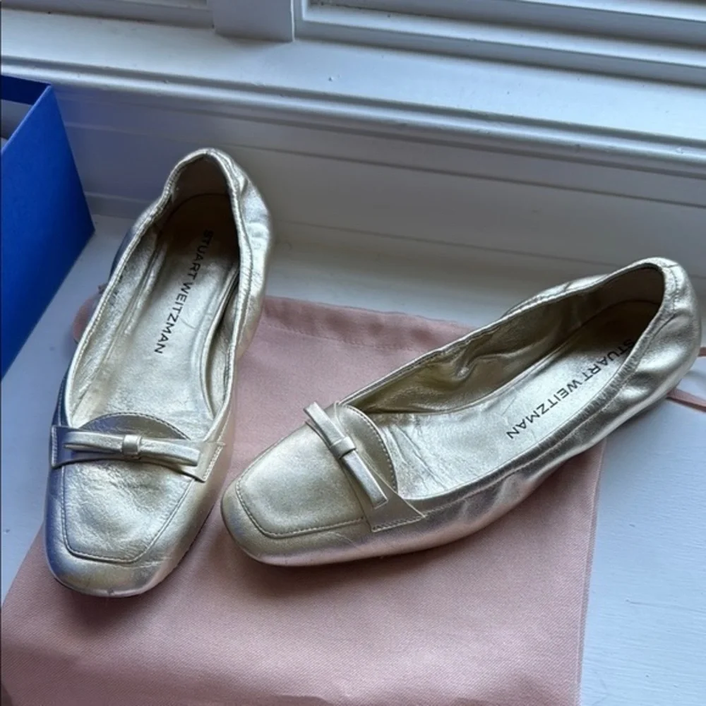 Stuart Weitzman Metallic Gold Loafers